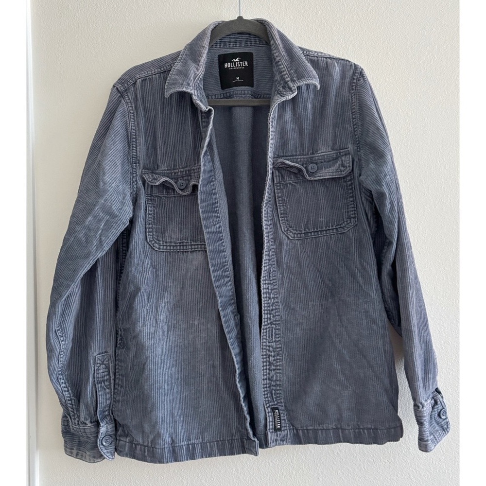 Hollister Blue Corduroy Button Up Shacket Shirt Medium